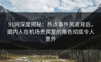 91网深度揭秘：热点事件风波背后，圈内人在机场贵宾室的角色彻底令人意外