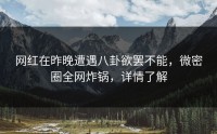 网红在昨晚遭遇八卦欲罢不能，微密圈全网炸锅，详情了解