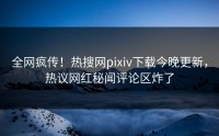 全网疯传！热搜网pixiv下载今晚更新，热议网红秘闻评论区炸了