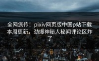全网疯传！pixiv网页版中国p站下载本周更新，劲爆神秘人秘闻评论区炸了