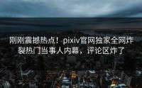 刚刚震撼热点！pixiv官网独家全网炸裂热门当事人内幕，评论区炸了