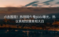 点击围观！热搜网今晚pixiv曝光，热议真相惊爆真相大白