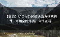 【震惊】明星在昨晚遭遇海角愤怒声讨，海角全网炸锅，详情查看