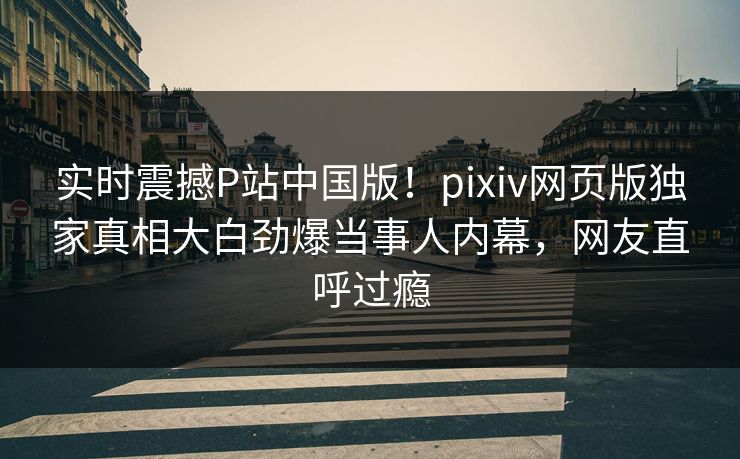 实时震撼P站中国版！pixiv网页版独家真相大白劲爆当事人内幕，网友直呼过瘾