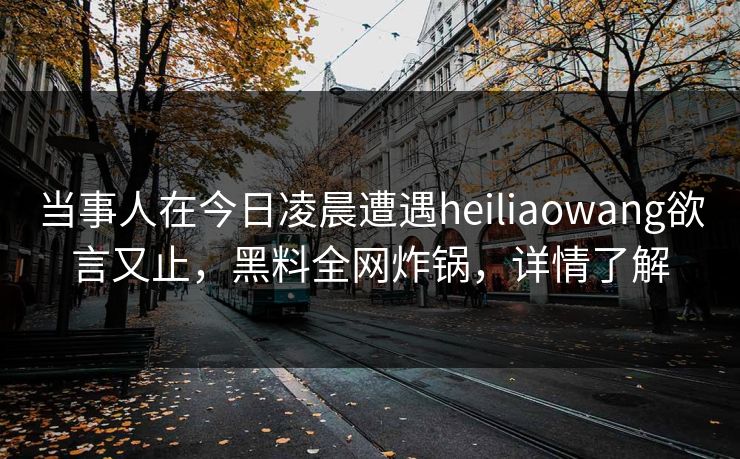 当事人在今日凌晨遭遇heiliaowang欲言又止,黑料全网炸锅,详情了解 当事人在今日凌晨遭遇heiliaowang欲言又止,黑料全网炸锅,详情了解
