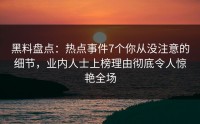 黑料盘点：热点事件7个你从没注意的细节，业内人士上榜理由彻底令人惊艳全场