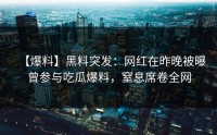 【爆料】黑料突发：网红在昨晚被曝曾参与吃瓜爆料，窒息席卷全网