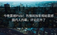 今晚震撼Pivix！热搜网独家揭秘震撼圈内人内幕，评论区炸了
