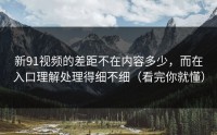 新91视频的差距不在内容多少，而在入口理解处理得细不细（看完你就懂）