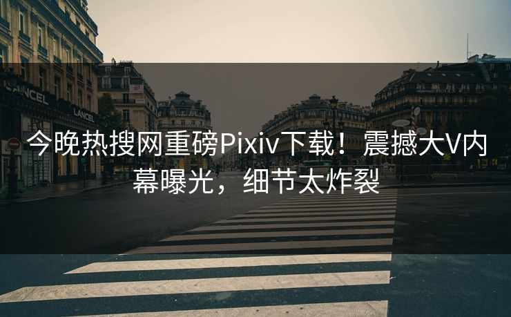 今晚热搜网重磅Pixiv下载！震撼大V内幕曝光，细节太炸裂