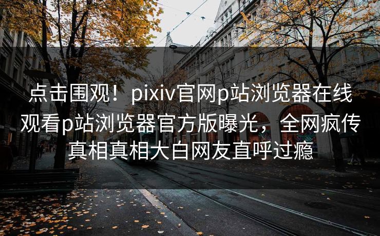 点击围观！pixiv官网p站浏览器在线观看p站浏览器官方版曝光，全网疯传真相真相大白网友直呼过瘾