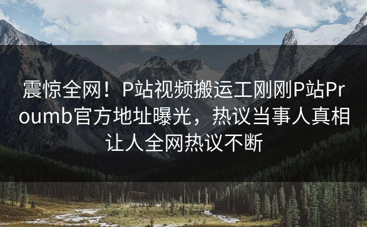 震惊全网！P站视频搬运工刚刚P站Proumb官方地址曝光，热议当事人真相让人全网热议不断