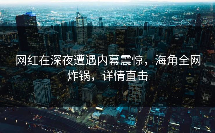 网红在深夜遭遇内幕震惊，海角全网炸锅，详情直击