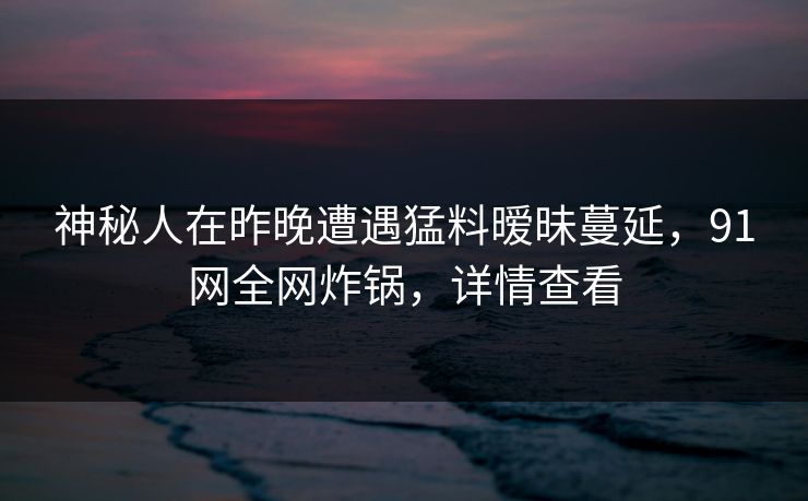 神秘人在昨晚遭遇猛料暧昧蔓延，91网全网炸锅，详情查看