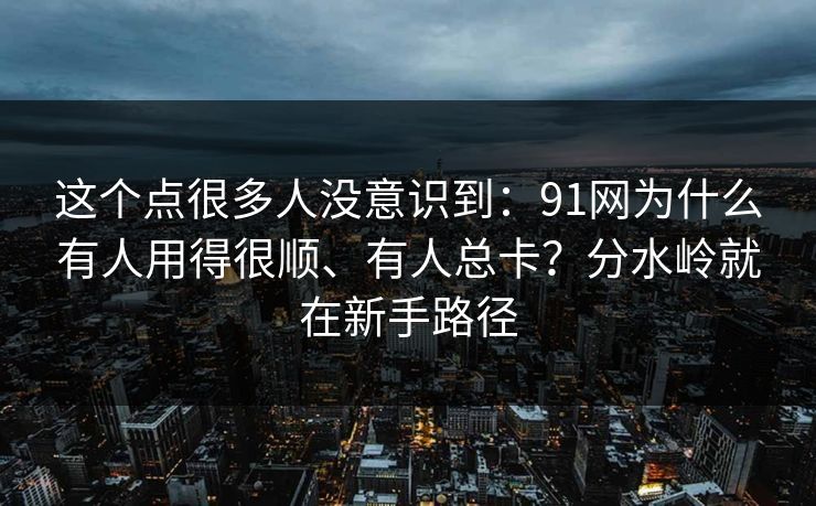 这个点很多人没意识到：91网为什么有人用得很顺、有人总卡？分水岭就在新手路径